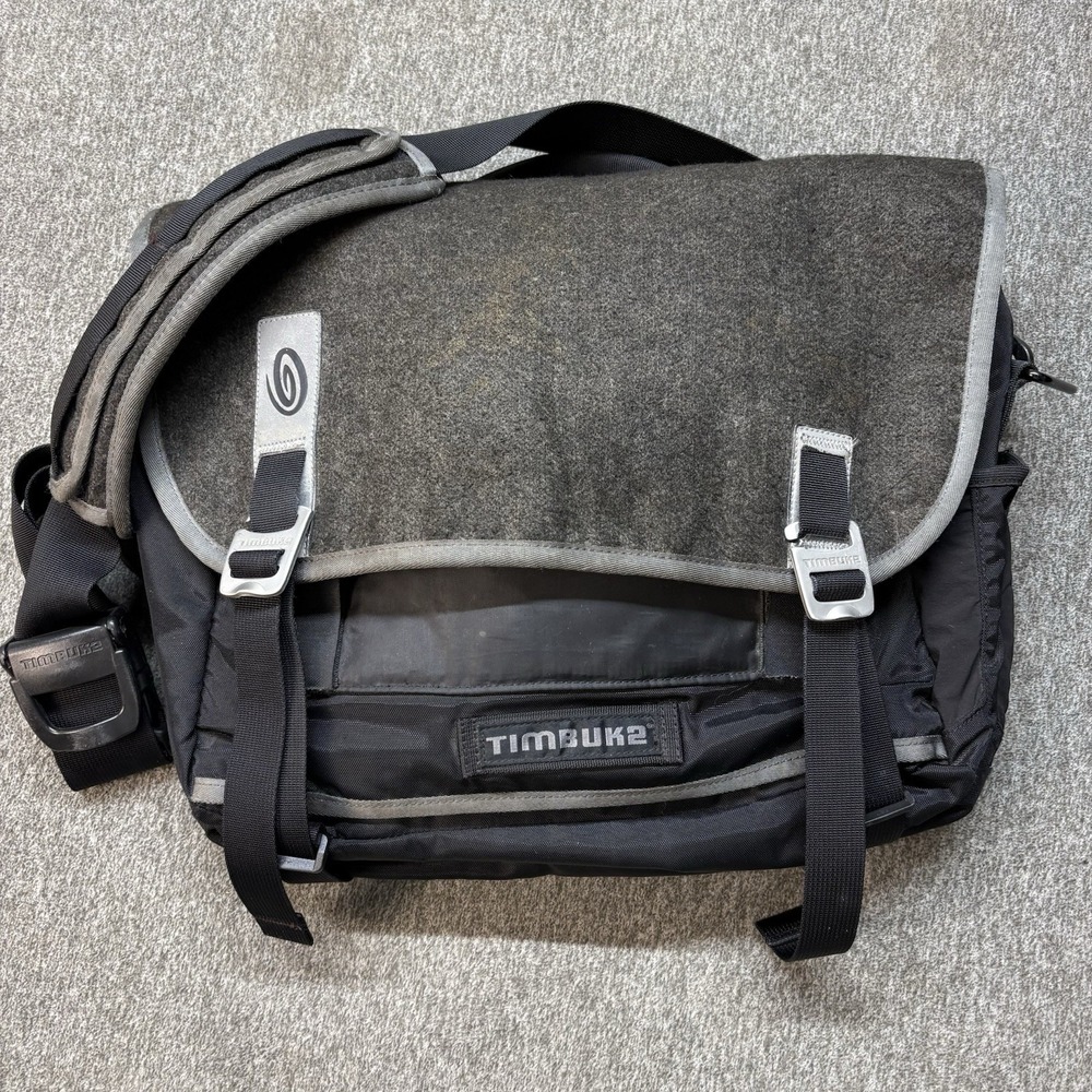 Timbuk2 Wool Crossbody Command Messenger Bag School Travel Gray Black